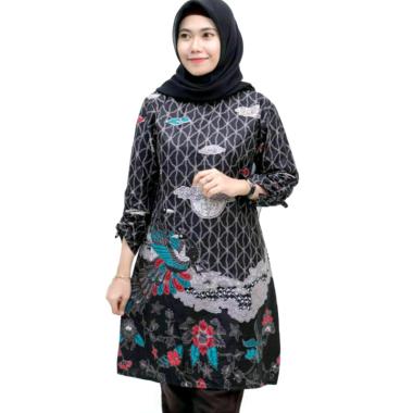 BATIK PUTRA BUNGSU Mega Mendung Merak Jogja Solo Batik Tunic Wanita XL grey