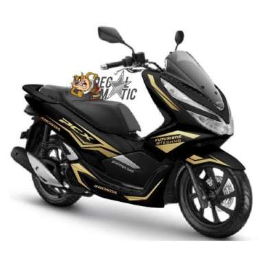 Cutting Sticker Striping Honda PCX 150 PCX 160 hitam gold - CSPC09 PUTIH