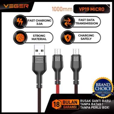 KABEL DATA MICRO USB 3.0A QUICK CHARGING 100CM (VEGER VP-19)