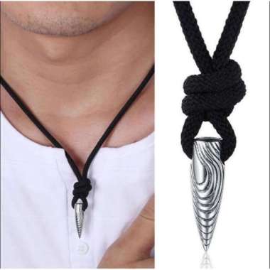Kalung Unisex Pria Perak Liontin Peluru