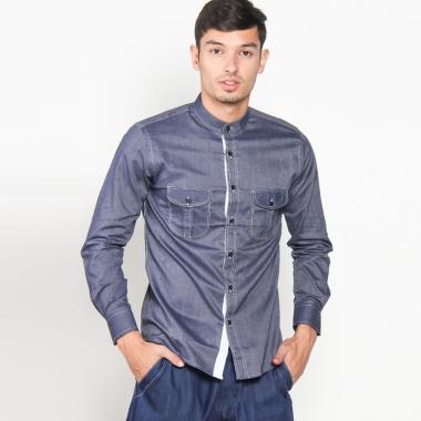 VM Krah Shanghai Slimfit Panjang Kemeja Pria XL biru dongker