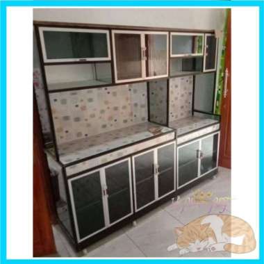 Dapur Sehat / Rak Lemari Dapur Pintu 11 Besar Kaca Bahan Alumunium