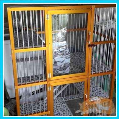 Kandang Kucing warna Gold Tingkat 2 alumunium