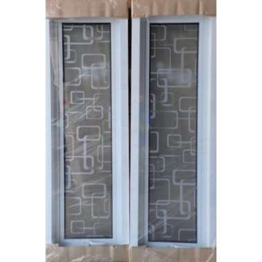 jendela aluminium kusen putih motif minimalis premium 50x150 cm