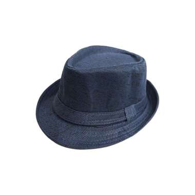 Topi fedora cowboy hat fedora linen navy houseofcuff One Size