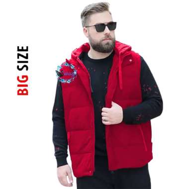 Rompi Parasut Pria Big Size 3XL LD 130 cm / Outer Vest Jumbo Pria / Rompi Motor - Swan Merah XXXL