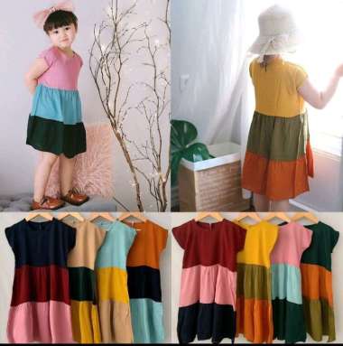 Daster Anak Rayon Kombinasi Size 2-8 Tahun - Baju Anak Perempuan Dress Anak 8 tahun