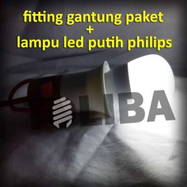colokan steker fitting gantung kabel saklar on off + lampu led philips