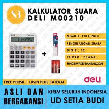 Kalkulator Suara Deli M00210 FREE PENSIL 1 LUSIN PLUS BATERAI