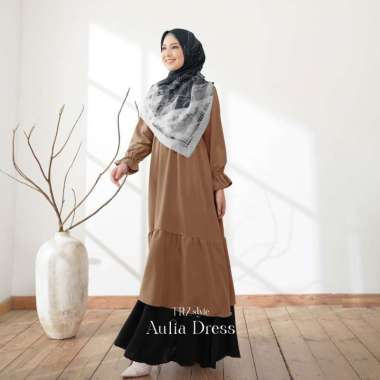 Midi Dress Aulia Nude TRZ/Midi Dress Ruffle Korea/ Atasan Dress Wanita/ Midi Dress Rayon Polos/ Midi