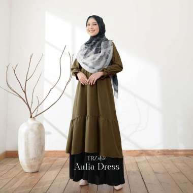 Midi Dress Aulia Nude TRZ/Midi Dress Ruffle Korea/ Atasan Dress Wanita/ Midi Dress Rayon Polos/ Midi