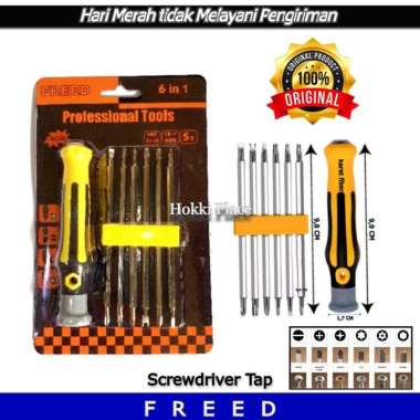FREED OBENG MINI BOLAK BALIK SET TOOL 6 IN 1 OBENG PLUS MINUS 12 MATA
