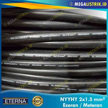 Eterna NYYHY 2x1.5 mm Meteran / Kabel Listrik Hitam Serabut Tembaga 2 x 1.5 mm Eceran