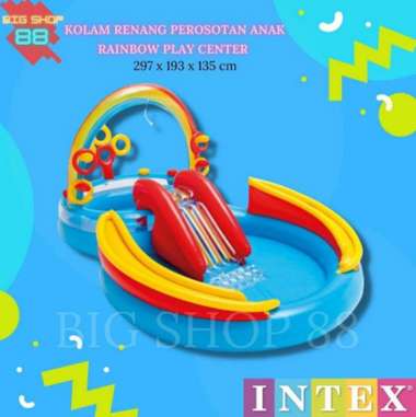 KOLAM RENANG INTEX KOLAM PEROSOTAN PROSOTAN ANAK RAINBOW INFLATABLE POOL #57453 KOLAM