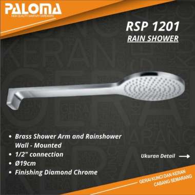 PALOMA RSP 1201 Rain Shower / Kepala Shower Mandi Tanam Bulat Brass