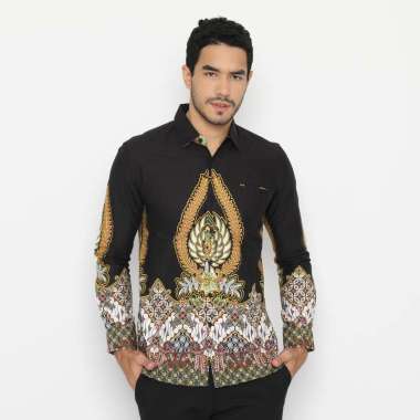 Platini Kemeja Batik Pria Lengan Panjang Hitam Katun 36024 S