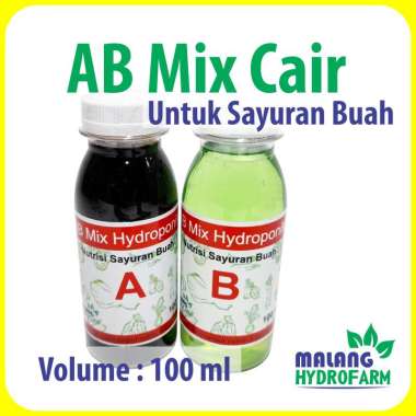 Pupuk AB Mix Buah Cair 100 ml untuk 20 liter air pekatan Hydroponik pertumbuhan hidroponik sayur sayuran bunga paket a b