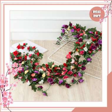 UNICO PBP97 Daun Rambat Bunga Mawar Plastik Daun Juntai Tanaman Hias Ornamen Dekorasi Rumah Import B