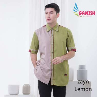 Baju Koko Dewasa Lengan Pendek Kurta Muslim Kemko Kemeja Atasan Pria lemon