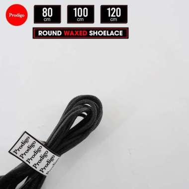 Tali Sepatu Lilin Gepeng Bulat Pipih Hitam Putih Prodigo Wax Shoelace Bulat Hitam 120cm WAX