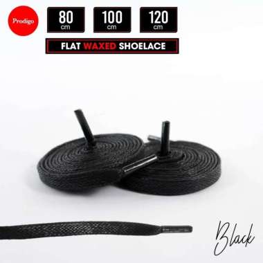 Tali Sepatu Lilin Gepeng Bulat Pipih Hitam Putih Prodigo Wax Shoelace Gepeng Hitam 100cm WAX