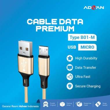 Advan Premium Kabel Charger dan Data USB Handphone HP Garansi 12 bulan Micro USB Braided