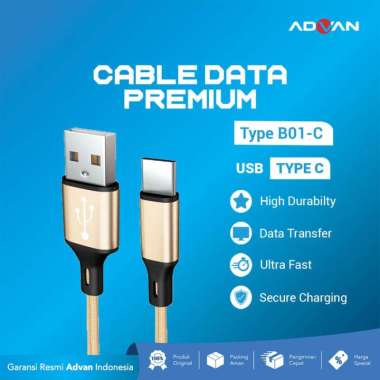 Advan Premium Kabel Charger dan Data USB Handphone HP Garansi 12 bulan Type C Braided