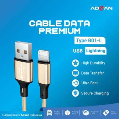Advan Premium Kabel Charger dan Data USB Handphone HP Garansi 12 bulan Lighting Braided