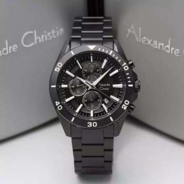 Jam Tangan Pria Alexandre Christie AC6525 AC 6525 Full Black Original