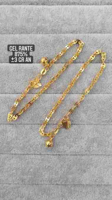 gelang wanita model rante bandul elegant emas asli