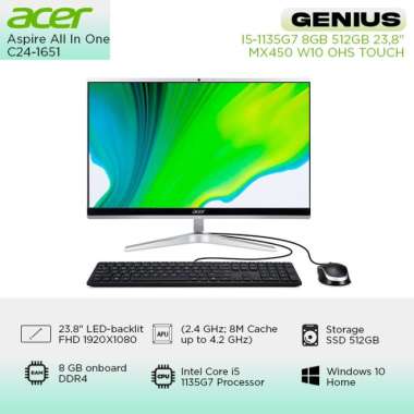 Acer Aspire AIO C24-1651 I7-1165G7 8GB 512GB 23,8" MX450 W10 OHS TOUCH