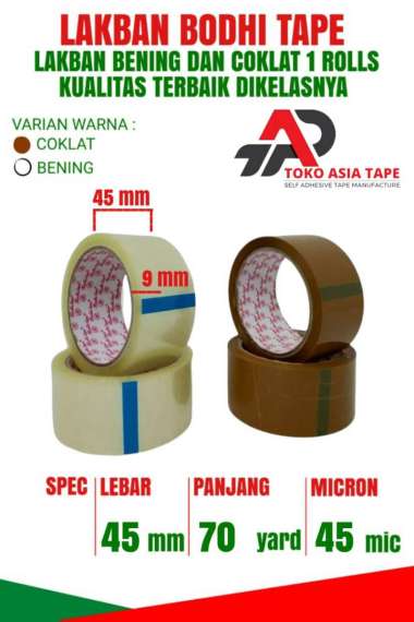 LAKBAN BENING COKLAT BODHI TAPE 45MM X 70YARD 1 ROLL BERKUALITAS BENING
