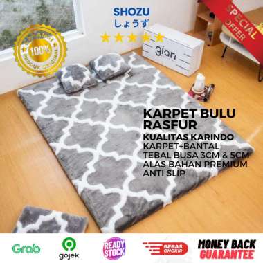 KARPET BULU RASFUR 200x150 TEBAL MOTIF POLOS BUSA SURPET GIAN KARAKTER 3CM BANTAL 3