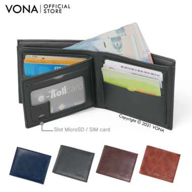 VONA Dompet Pria Kulit PU / Dompet Lipat Laki laki Keren - JAGGER - Hitam 100 % ORIGINAL Multicolor