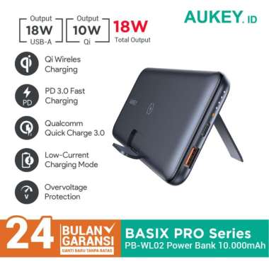 Aukey Powerbank PB-WL02 Wireless Charging 10000mAh with PD&QC - 500491