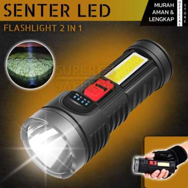 Paket Senter Led Super Terang Jarak Jauh Baterai dan USB Charging - TANPA HANDLE ORIGINAL 100 % Mult