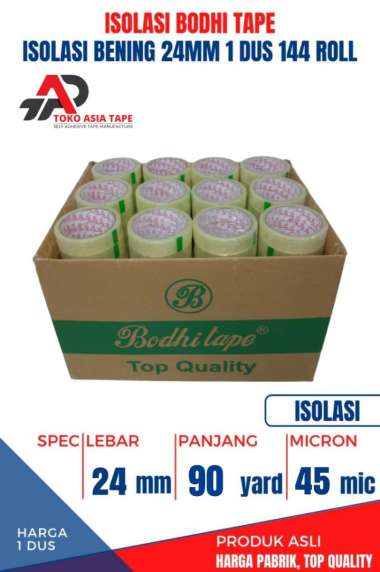 ISOLASI / SELOTIP BENING BODHI TAPE 24MM X 90YARD 1 DUS TERMURAH BENING