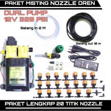 PAKET MISTING SPRAYER KABUT EMBUN NOZEEL OREN 20 TITIK MESIN 320 PSI