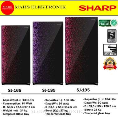 KULKAS SHARP SJ-X165 MG / SJ-X185 MG / SJ-X195 MG / 133L / 166L / 184 LITER / SJ 165 MG / AJ 185 MG