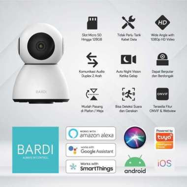 CCTV 360 Kamera BARDI Smart IP CAMERA CCTV 360 INDOOR PTZ PAN TILT ZOOM Wifi HOME