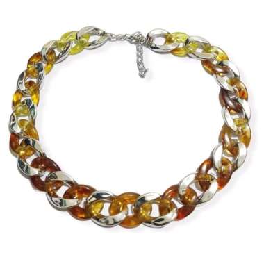 Choker Retro Resin Silver Acrylic Marmer Chain Korean Necklace Kalung Korea Rantai Akrilik Gaya Punk