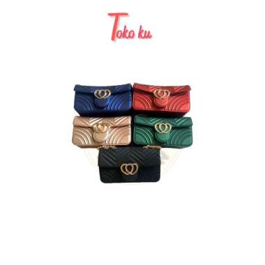 TAS SELEMPANG WANITA JELLY MATTE DOUBLE LOVE ROSE GOLD