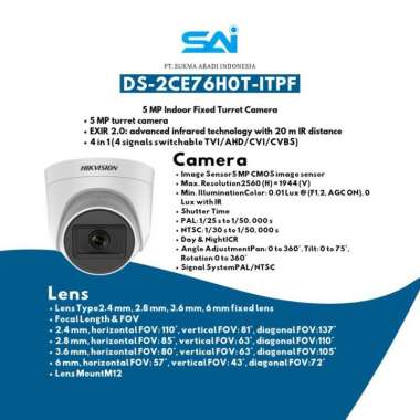 HIKVISION CCTV CAMERA 5 MP DS-2CE76H0T-ITPF 2.8mm