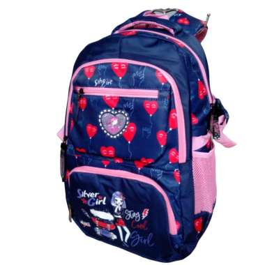 TERBARU SILVER GIRL Love 78420S - 1 Tas ransel Sekolah Anak Laptop Backpack NAVY