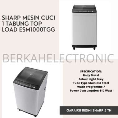 SHARP MESIN CUCI 1 TABUNG TOP LOAD 10KG ESM1000TGG