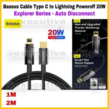 Baseus Cable Type C to LIghtning Poweroff 20W - Explorer Series - Auto Disconnect - Garansi Resmi 6 