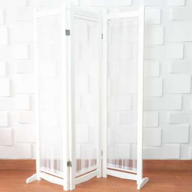 Partisi Ruangan Kayu Kecil Warna Putih Full Sight