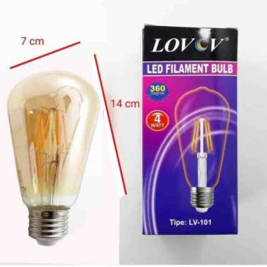 LAMPU CAFE/FILAMENT BULB LED LOVOV / E27/ ungu.biru.kuning.merah.pink.Hijau KUNING