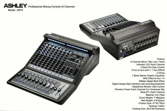 Mixer Ashley V8FX ( 8 Channel ) ORIGINAL