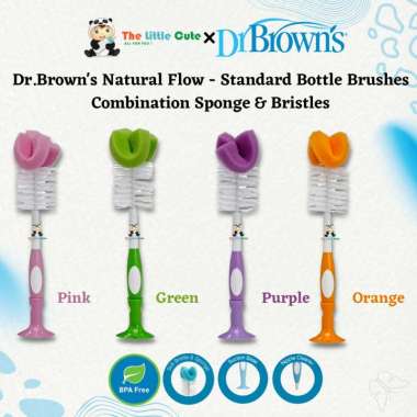 Dr.Brown's Natural Flow Standard Bottle Brushes Combination Sponge & Bristles - Sikat Botol Susu Bay